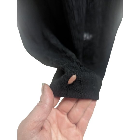 Jax Black Maxi Dress Beaded Boho Embellishments Flowy Tie Waist V Neck sz 10 - Picture 4 of 12